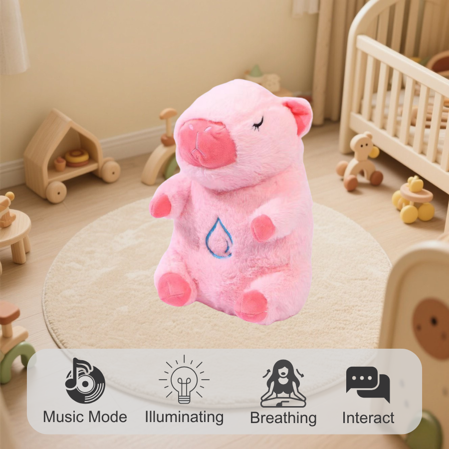 🧸 Dodopara Soothing Breathe Capybara Toy – Plush Lullaby Light-Up Sleep Buddy for Babies & Toddlers