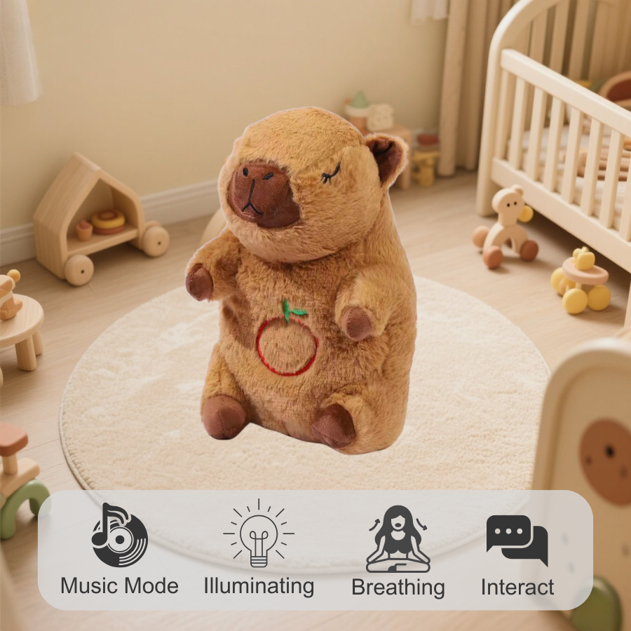 🧸 Dodopara Soothing Breathe Capybara Toy – Plush Lullaby Light-Up Sleep Buddy for Babies & Toddlers